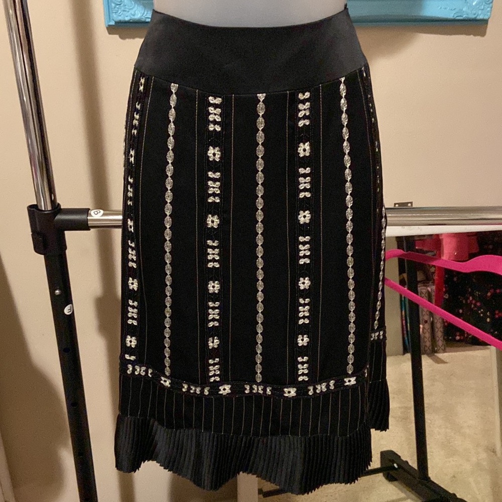 NWT Albert Nippon Silk Beaded and Embroidered Skirt